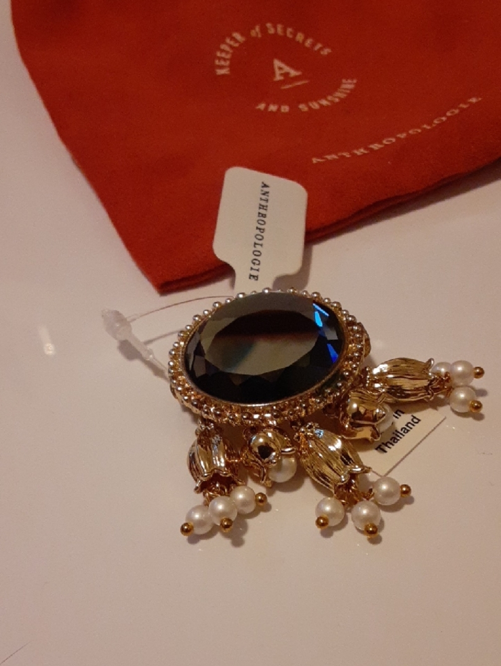 Anthropologie Faceted Stone Brooch